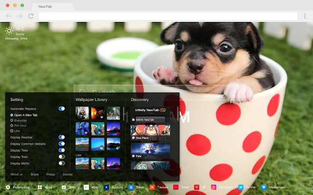 Clever Puppy New Tab Page HD Pop Pets Theme