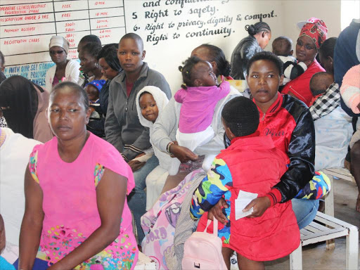 Patients waiting to be treated at Nanyuki Teaching and Referral hospital yesterday. The management has issued over outbreak of H1N1 disease that two weeks ago claimed the life of a young boy..CREDIT Eliud Waithaka