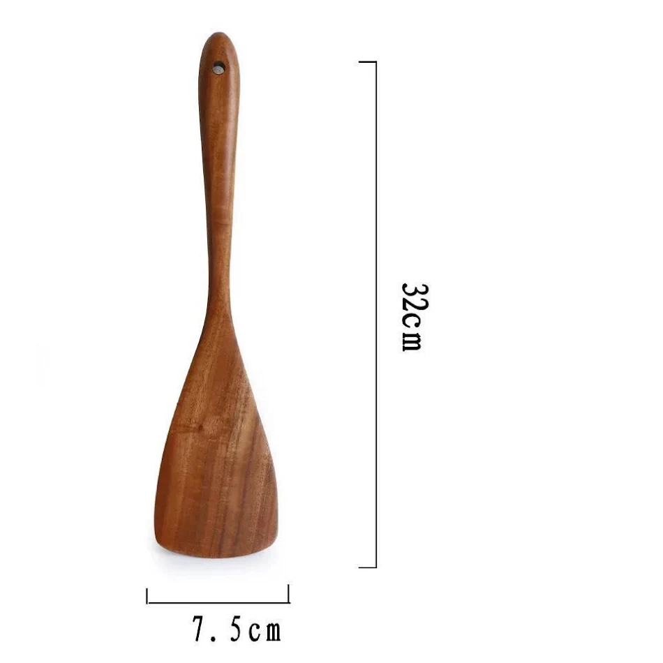 Mini spatel, rijstlepel en keukengerei. Ideaal voor anti-aanbakpannen, koken in de keuken. Houten spatel en klein keukengerei voor huishoudelijk gebruik.