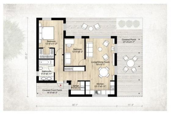 Two Bedroom Country House Plan