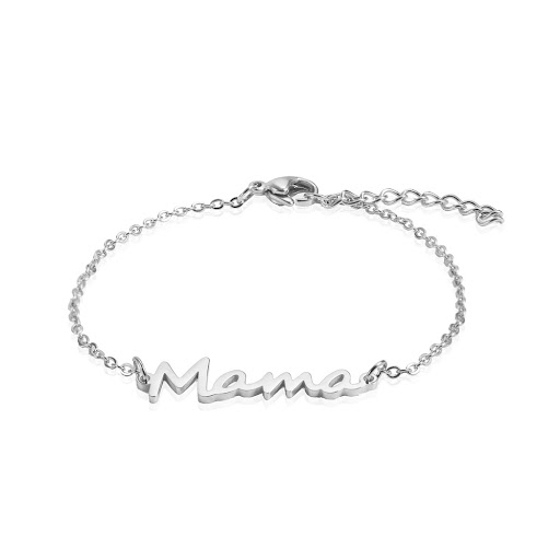 Title 6, Simple Cut Titanium Steel Mama Charm Bracelet, ...