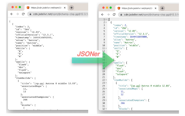 JSONer chrome extension