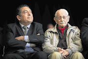 Former administrator Ali Bacher, left, with Norman Gordon, the oldest living Test cricketer, who turned 100 yesterday. Gordon played in the Timeless Test Picture: JAMES OATWAY