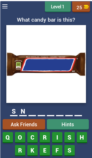 Guess the Candy Bar! Screen 1