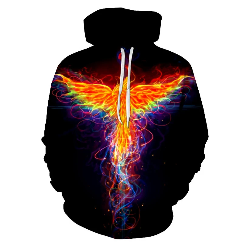 Flame Phoenix Series Moletom com capuz solto e versátil