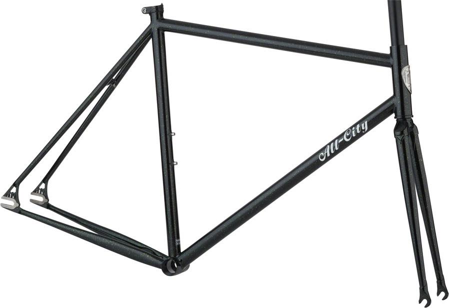 All-City 46cm Big Block Frameset, Black/Green Sparkle | Tree All-City 46cm Big Block Frameset, Black/Green Sparkle | Tree