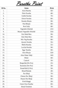 Paratha Point menu 1