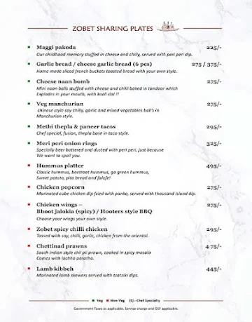 Zobet menu 