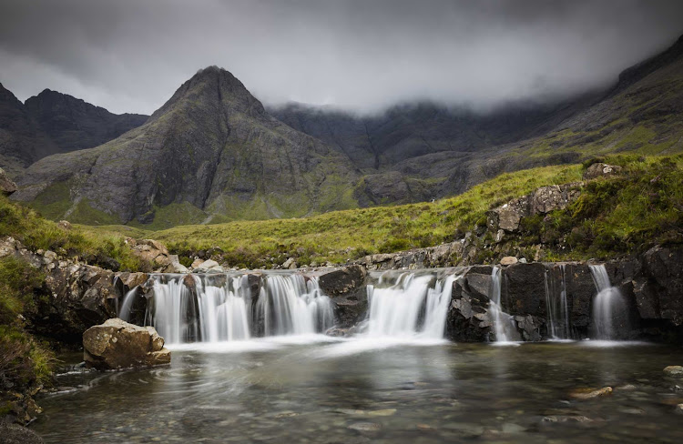 The Fairy Pools are a natural waterfall in Glen Brittle on the Isle of Skye in Scotland. 