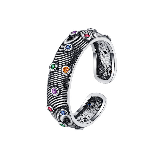 Title 2, 925 Sterling Silver Colorful Zircon Small Crowd...