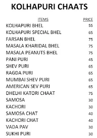 Kolhapuri Chaats menu 1