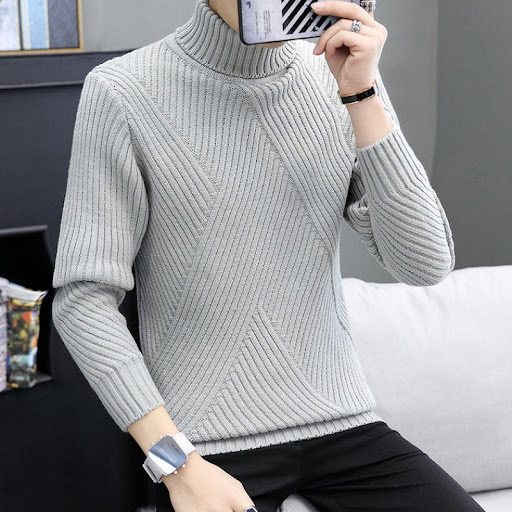 Title 1, Fashionable warm long-sleeved sweater mens top...