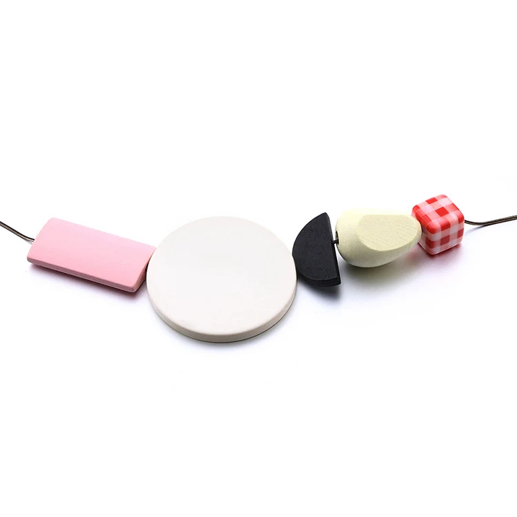 Wood necklace female candy color
