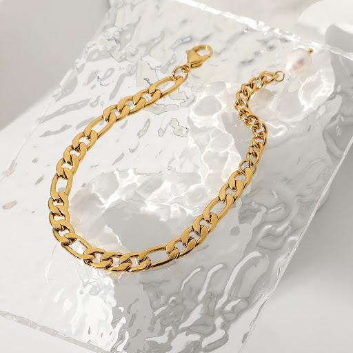 Title 3, Womens Freshwater Pearl 18K Gold 316L Stainles...