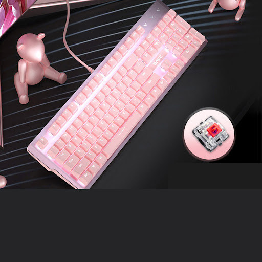 Title 4, Girly pink mechanical keyboard 104 keys green, ...