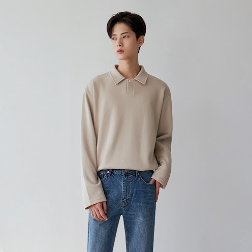Title 2, Mens Solid Color Lapel Long Sleeve Bottoming S...