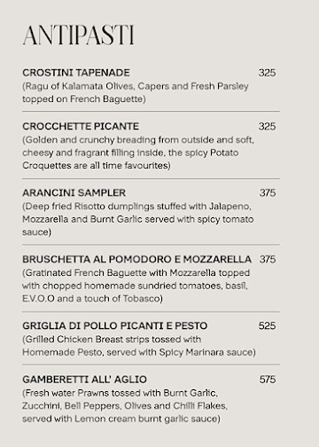 Caffe Allora menu 