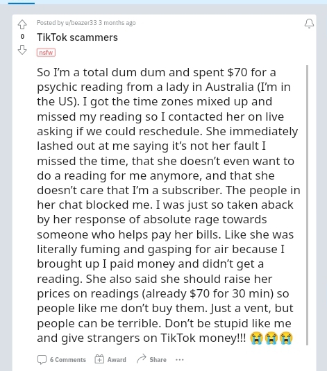 tiktok scammers