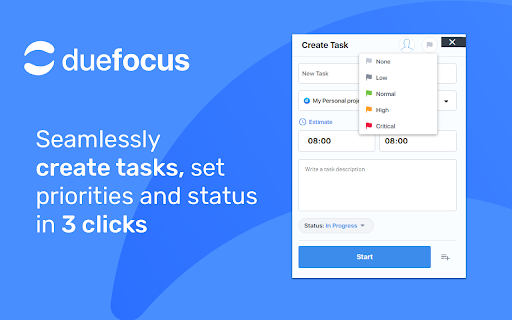 Duefocus - time tracking app for Chrome