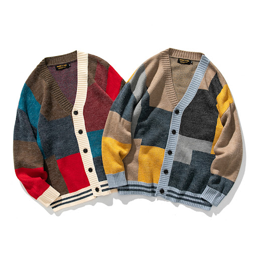 Title 4, Mens Colorblock Cardigan Sweater Autumn Couple...