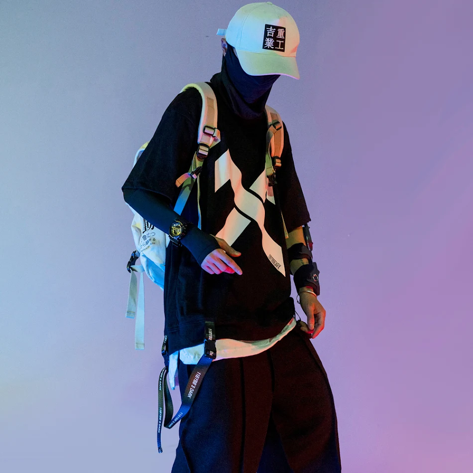 Dark fake two-piece T-shirt male