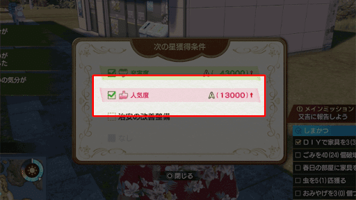 人気度を13000以上にする