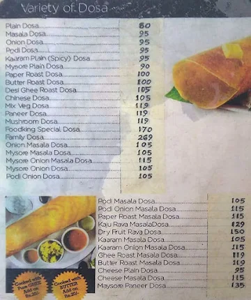 Madras Dosa House menu 