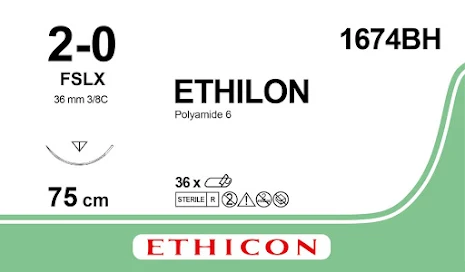 Ethilon 2/0 FSLX 75cm 1674H Svart --->1674BH