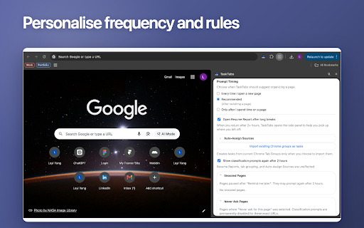 TaskTabs - Organise tabs by task screenshot 5