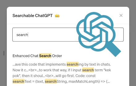 Searchable ChatGPT: search GPT conversation history small promo image