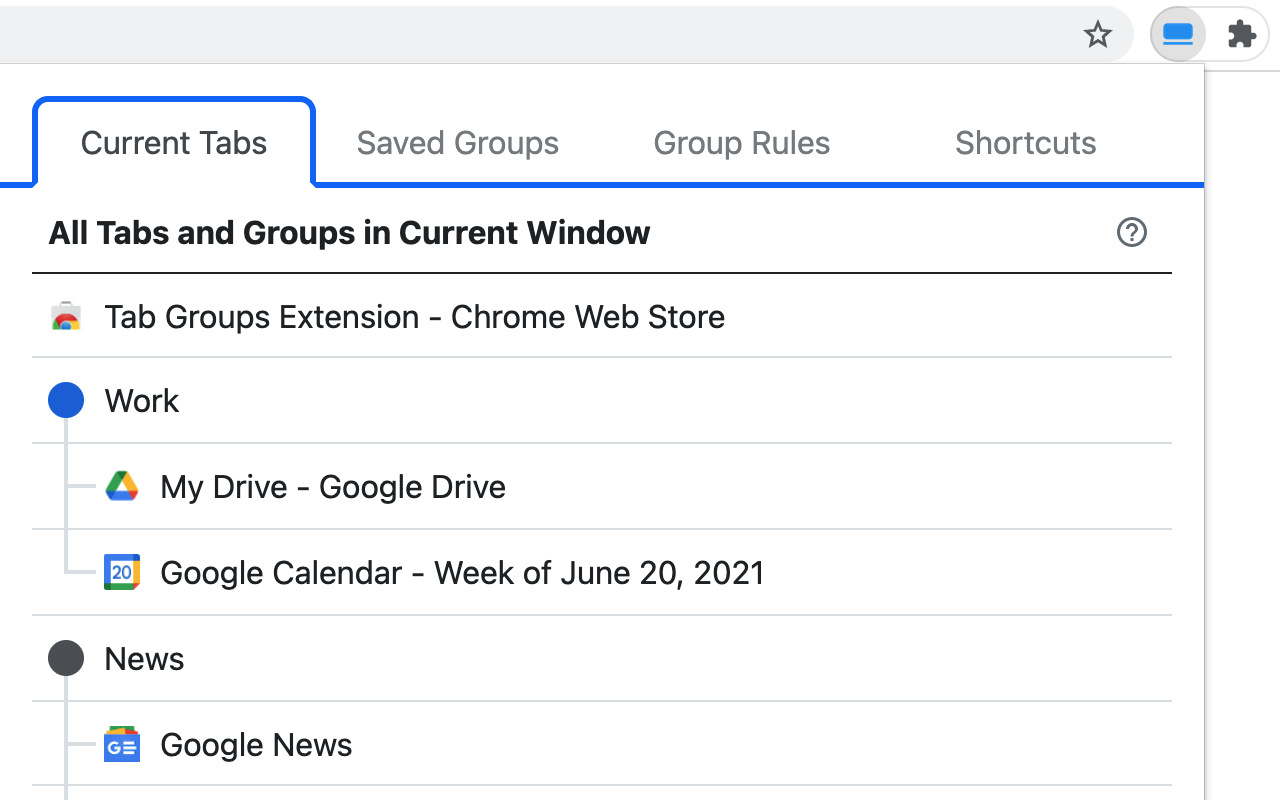 Tab Groups Extension Preview image 2