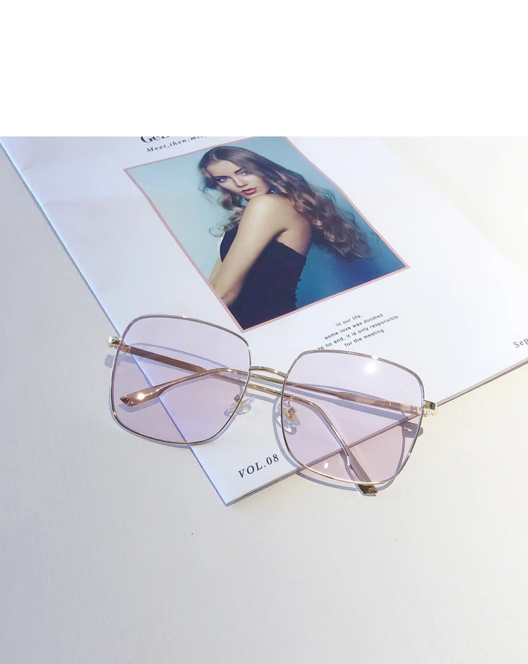 Lunettes de soleil carrées Lunettes roses transparentes