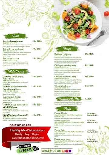 Home of Nutrition menu 