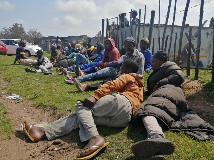 Former Dippin Blu Racing grooms in Port Elizabeth during a meeting outside the Fairview informal settlement where most of them live.