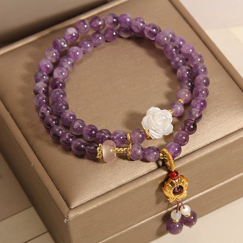 Title 7, Natuurlijke Amethist Multi-Layer Armband Vrouwe...