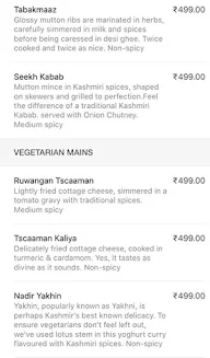 Mealability The Flavor of Kashmir menu 2