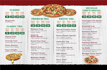 Michigan Pizza menu 