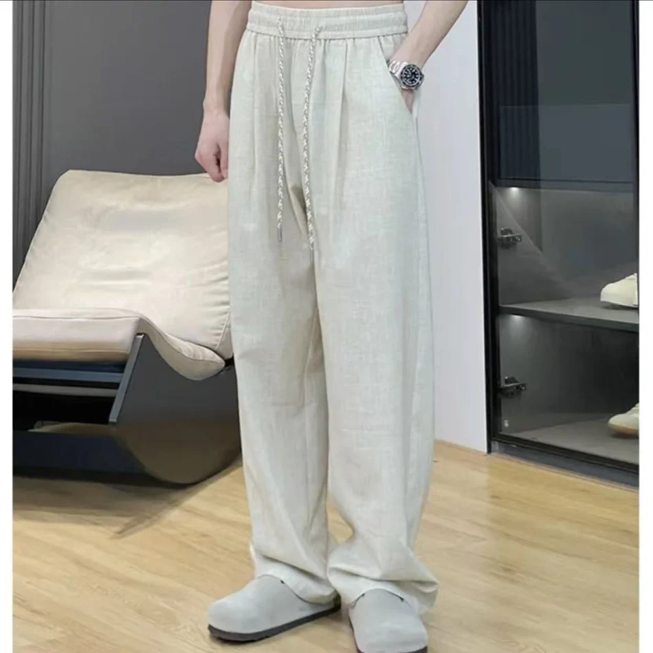Men's American Style Ice Silk Linen Pants Experience Ultimate Comfort and Breathability Perfect for Summer Lightweight a