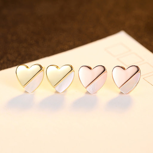 Title 3, S925 Sterling Silver Simple Love Heart-shaped E...