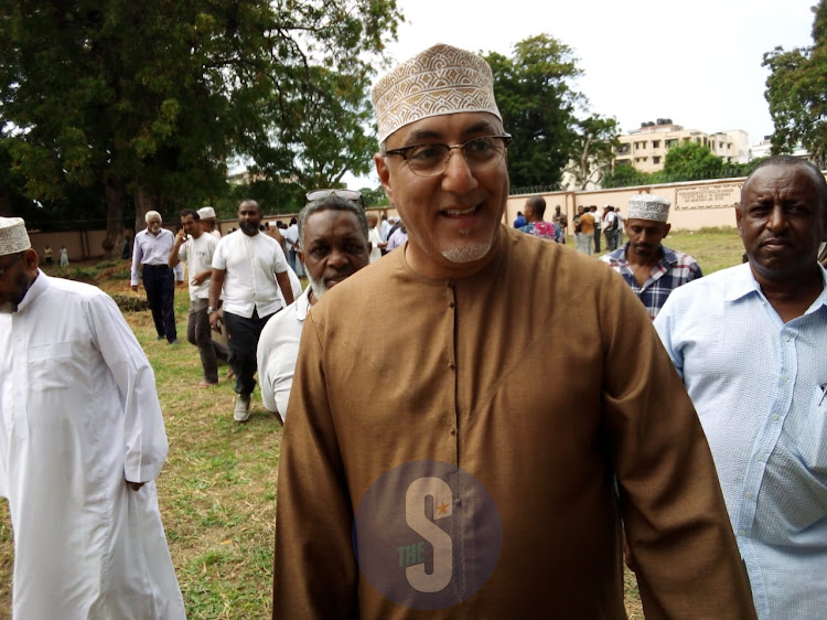 Tourism CS Najib Balala at the Kikowani Muslim Cemetry in Mombasa after the burial of his elder brother Sheik Salim on Thursday September 1, 2022.