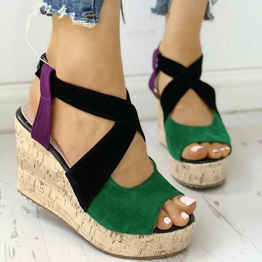 Title 5, Womens Summer Wedge Heel Platform Cross Strap ...
