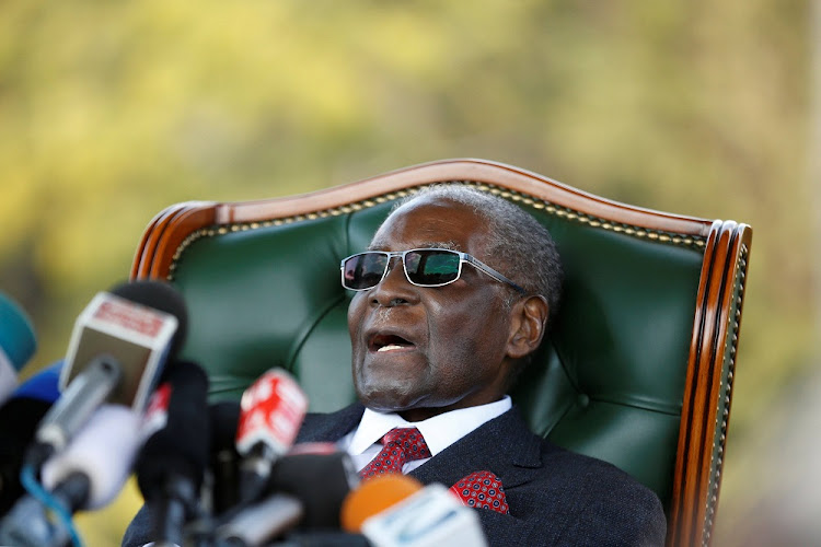 Zimbabwe's former president Robert Mugabe helds a news conference at his private residence in Harare, Zimbabwe, on July 29, 2018, ahead of the elections where he announced that he will not be voting for Zanu PF.