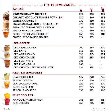 Costa Coffee menu 