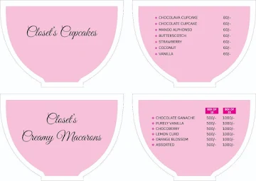 Cake Closet menu 