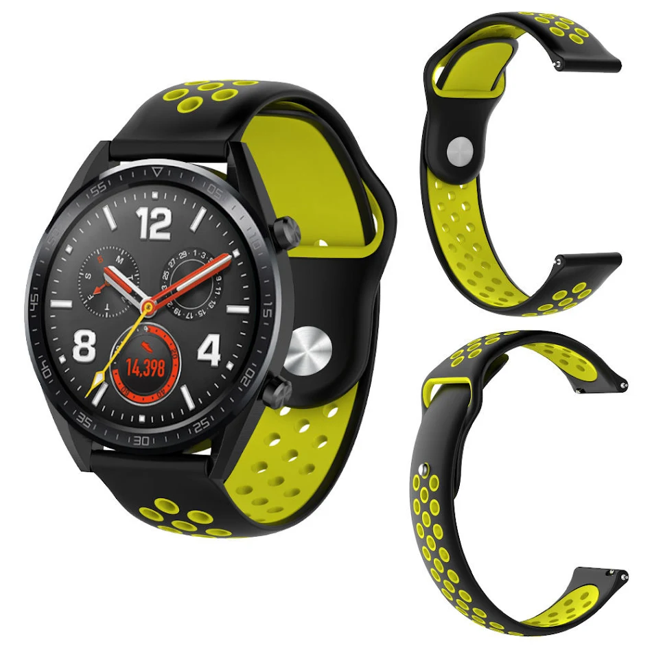Ademende siliconen band voor Active2 S3 S4 45/46MM horloge, perfect voor sport, comfortabel en zweetbestendig, veilige pasvorm.