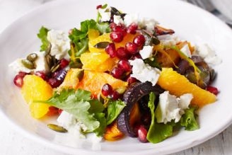 Roast squash & kale salad with orange dressing
