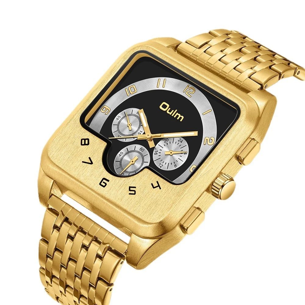 Title 5, Reloj de oro para hombre cuadrado de cuarzo Ele...