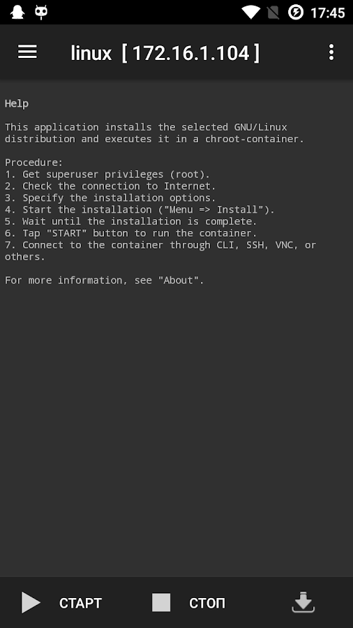   Linux Deploy – snimka zaslona 
