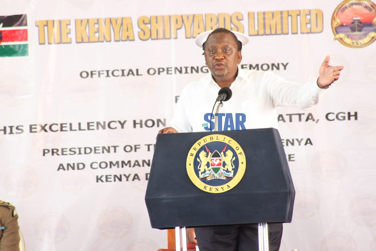 President Uhuru Kenyatta addresses guests after launching the Kisumu Shipyard on May 31, 2021 PHOTO/DANIEL OGENDO