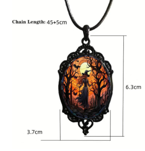 Title 1, Vintage Gothic Halloween Pendant Necklace for a...